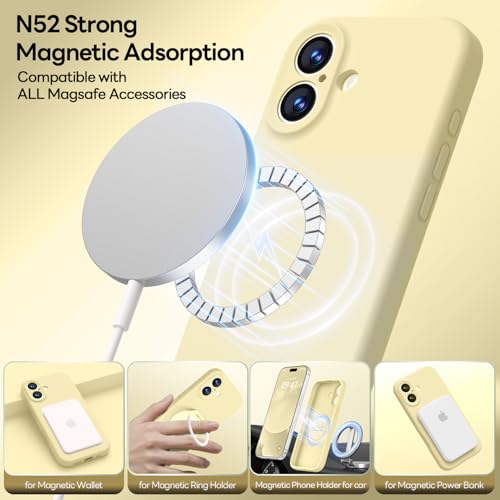 Image of LOVE 3000 Designed for iPhone 17 Case, Premium Silicone [Compatible with Magsafe][Soft Anti-Scratch Microfiber Lining] Shockproof Protective Phone Case for Men Women 6.3 inch, Creamy Yellow