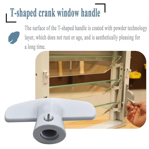 Follde 3/8" Spline Size T-Crank Window Handle Replacement for Pella Casement Window Crank (White * 2 Pcs)