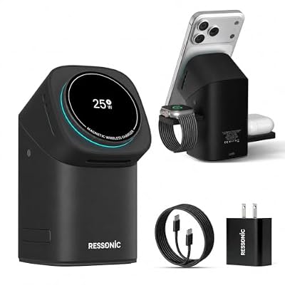 25W 3 in 1 Wireless Charging Station for Apple&Samsung, Desk Night Stand