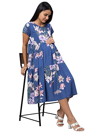 Image of AV2 Women's Rayon Regular Fit Maternity Feeding Layered And Tiered Kurti 5124 Dress