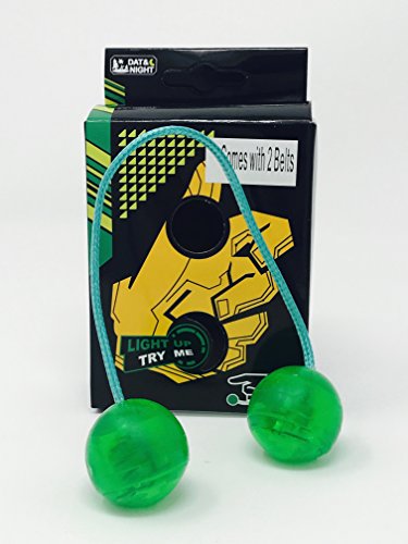 AK-Trading - GREEN Light Up LED Hand Chucks Toy - LED Finger Ball Fidget Hand Toy,Control Roll Game Knuckles,YOYO Ball Relieve Stress Toys,Great Gift for OCD,ADD, ADHD, Anxiety - Comes with 2 Belts