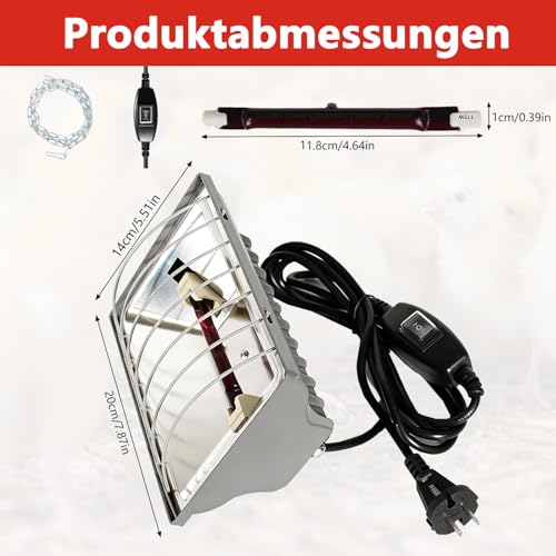Ayolofei Rotlichtlampe Wärmelampe für Küken, 175W Rotlichtlampe Kükenbrutlampe, Tierheizlampe Mit Energiesparschalter, automatischer thermostatischer Infrarotlampe Geeignet für Küken, Ferkel