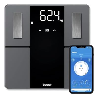 Foto di Beurer BF 500 BT Super Black Edition Bilancia Diagnostica Elegante con Funzione Bluetooth e app, per grasso corporeo con portata di 180 kg, percentuale muscolare, fabbisogno calorico, display XL