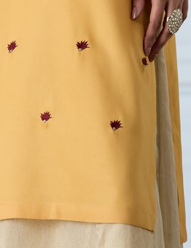Image of Amazon Brand - Myx Women Embroidered Straight Fit Kurta (Available in Plus Sizes)