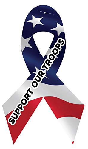 US American Flag Magnet Decal - Support Our Troops Car or Kitchen Ribbon Magnet.