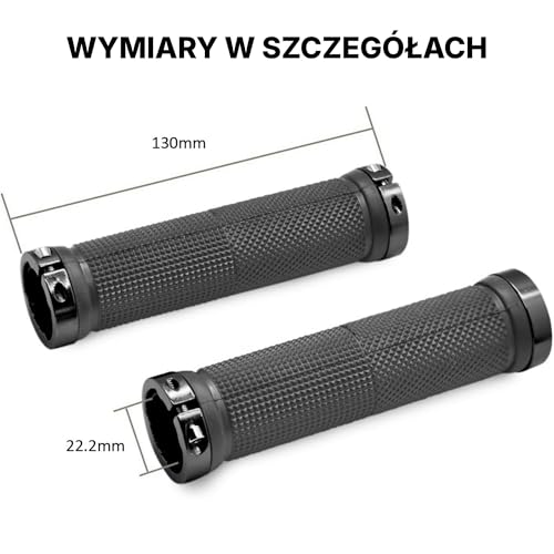 Grenhaven 1 Para Uchwytów Rowerowych do BMX, MTB i Roweru Miejskiego, Antypoślizgowe Gripy z Systemem Lock-on, Średnica 22 mm, Rączki do Hulajnogi, Cruisera i Roweru Górskiego, Czarny