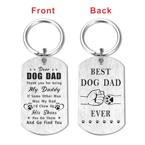 Image of Laluminter Fathers Day Dog Dad Gifts - Best Dog Dad Ever Keychain - I Woof You Gift from Doggy to Daddy