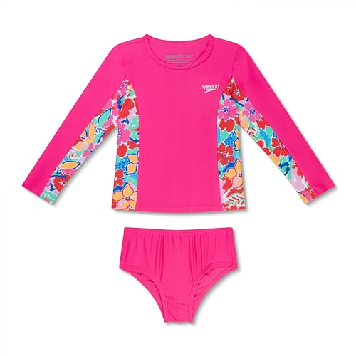 Speedo girls Uv Swim Shirt Long Sleeve Rashguard Set