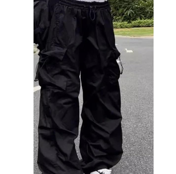 Women's Vintage Cargo Pants Unisex Loose Fit Straight Leg Y2K Style with Pockets Wide Leg Streetwear Trousers2
