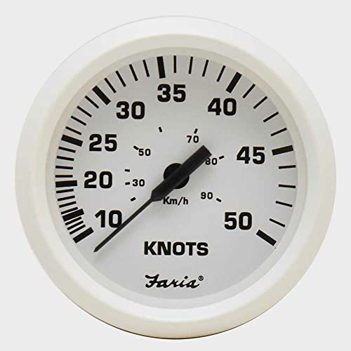 Faria Boat Speedometer Gauge SE709D | 50 Knots 3 3/8 Inch Dress White