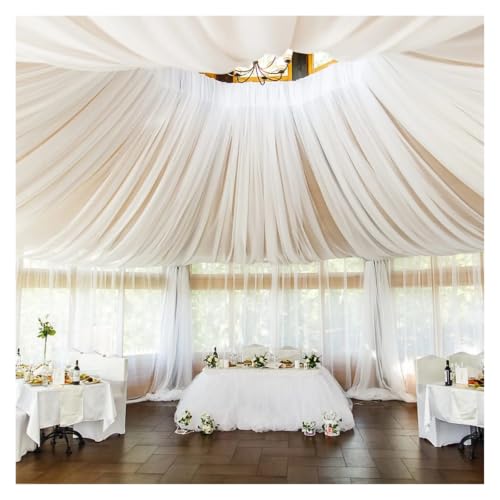 Rideaux de plafond blancs pour arc mariage chic rose 150x300cm