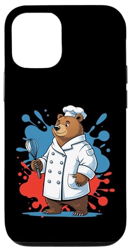 泡立て器を持つかわいいシェフくま(冬スタイル) スマホケース iPhone 12/12 Pro 用