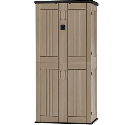 DWVO Outdoor Vertical Storage Shed with 4 Shelves, Waterproof Tall Plastic Storage Shed with 4 Adjustable Shelf, 30 cu. ft. Patio Tools Storage for Patio, Garden, Backyard, Deck, Brown