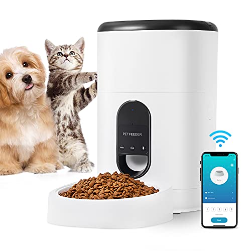 Automatic Cat Feeder, Auto Pet Feeder 4L Timed Dog Food Dispenser 2.4G WiFi Enabled Smart Cat Feeder with APP Portion…