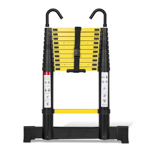 Cecaylie 3.2M Aluminium Teleskopleiter mit 2 Abnehmbarem Haken, Ausziehbar...