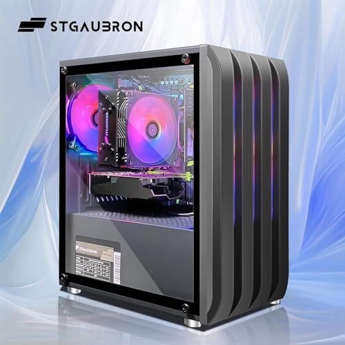 Image of STGAubron Gaming PC Desktop, Radeon RX 550 4G, Intel i7 Xeon E5 2.5GHz, 16G RAM, 512GB SSD, WiFi 6, BT 5.0, RGB Fan x3, Windows 11 Home