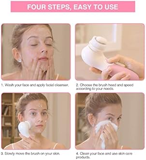 TOUCHBeauty Spin Brush Face Cleanser with 3 Brush Heads for Deep Cleansing Exfoliation and Massaging