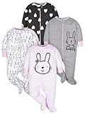 Gerber Baby-Mädchen 4er-Pack Sleep'N Play Strampler und Kleinkind-Schlafanzüge, Bunny Smiley, 6–9 Monate