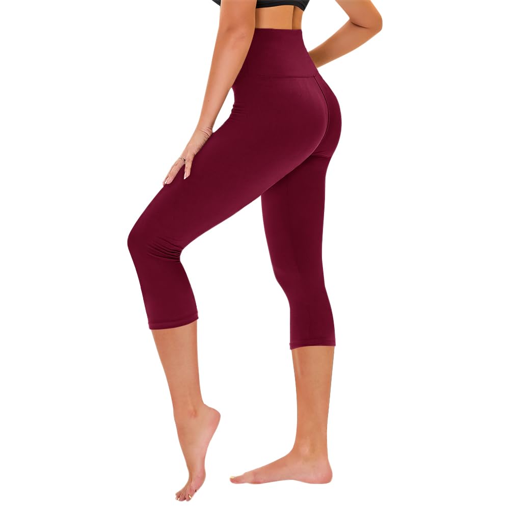 TNNZEET Capri Leggings for Women - Tummy Control High Waisted Soft Yoga Pants for Gym Workout
