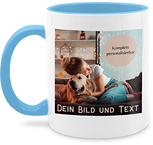 Tasse Tassen 325ml - eigenem - Foto Bild Geschenk I Dein Bild und Text - 325 ml - Hellblau - fototasse customized mug with photo selbst drucken logo glühweintassen bildtasse freundschaftstasse