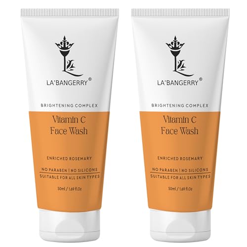 Image of LA'BANGERRY Vitamin C Face Wash with Rosemary for Bright & Glowing Skin | Deep Cleansing Face Cleanser for Blackheads & Whiteheads Removal | Suitable for All Skin Types | 50ml (Pack Of 2)