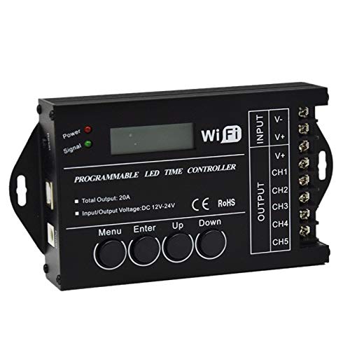 REFURBISHHOUSE Tc421 WiFi Tiempo de Programable Salida de 5 Canales Led Controlador de Luz de Tira, Ampliamente Utilizado en Acuarios, Pecera, Planta Crece