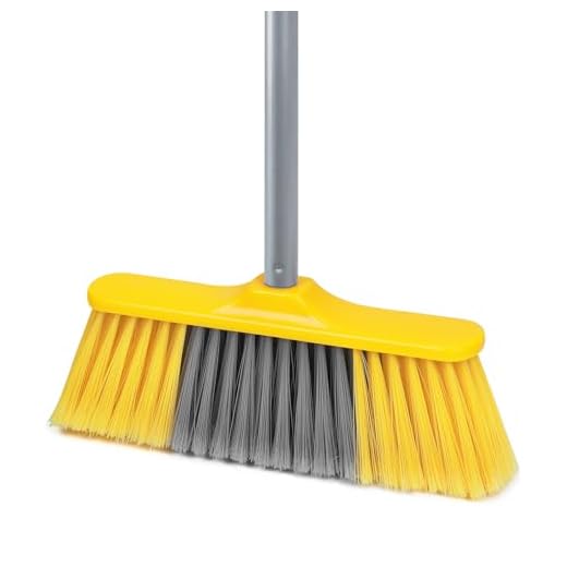 Indoor Broom for Floors 55” Soft Bristle Brooms for Sweeping Indoor/Outdoor to Clean Kitchen, Lobby, Office, Hardwood, Tile, Concrete, Patio, Deck-Yellow