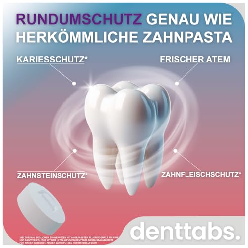 Denttabs Zahnputztabletten Erdbeergeschmack 2x125 Stk. die vollwertige Alternative zur Zahnpasta, fluoridfrei für Kinder und Erwachsene VEGAN Plastikfrei ohne Konservierungsstoffe. kompostable Bag