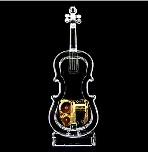 Utowels Mechanical Wind-Up Violin Music Box With Led Lights Transparent Acrlic Melody Castle In The Sky Carrying You #TOP6