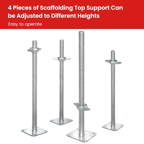Adjusted Scaffolding Leveling Jack 24 Inch, Galvanized Solid Stem Screw Jack with Base Plate for Stable Support - 4 Pack for Construction, Staging & Heavy Equipment by LJJJXXX - Image 4