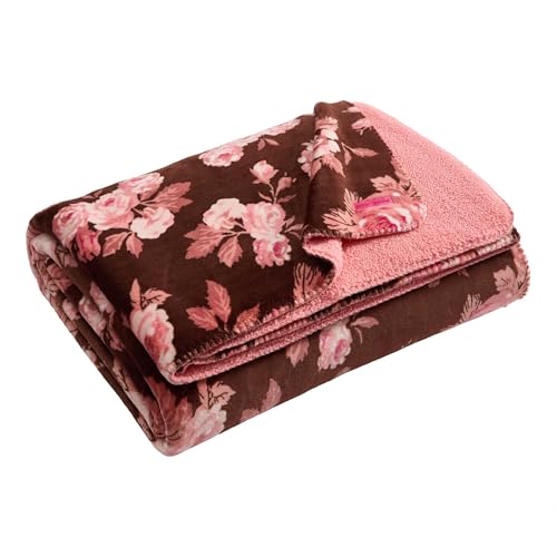 Image of Betsey Johnson - Twin Size Blanket, Soft Plush Bedding with Cozy Sherpa Reverse, Blanket for Couch or Bed, Floral Room Decor, Lightweight for All Seasons (Garden Pink)