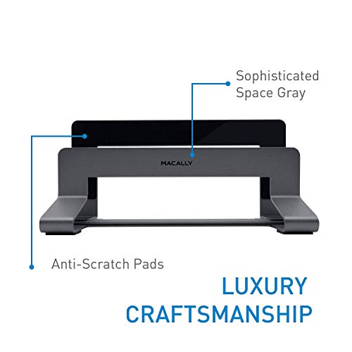 Macally Ultra Slim Wired Computer Keyboard and Vertical Laptop Stand for Desk, Organize Your Desk, Organize Your Life