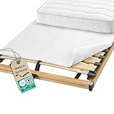 sleepling Protège Matelas 140 x 200 cm, Protection en Feutre, Surmatelas pour sommier à Lattes, Fabriqué en Allemagne, Lavable 30 degrés, Respirant, Blanc
