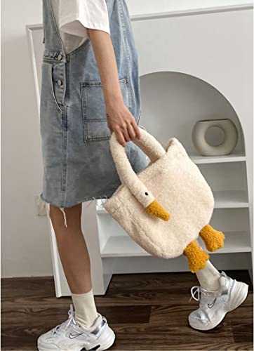 GRPKSSIB Cute Goose Purse Plush Tote Bag Fuzzy Goose Handbag Soft Shoulder Bag for Women3