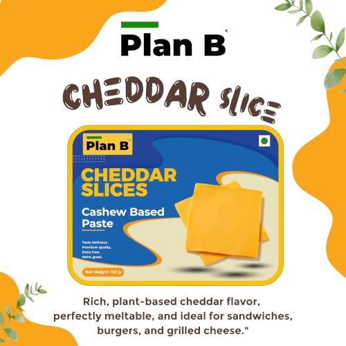 Image of Plan B Plant-Based Cheddar Cheese Slices 150g | Creamy Plant-Based Cheese Slices | Dairy-Free, Lactose-Free & Gluten-Free | Burger & Sandwich Cheese