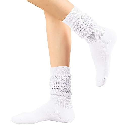 Image of DOOVID Slouch Knee High Cotton Long Scrunch Boot Socks for Women