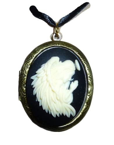 Pendentif médaillon porte-photo ange en prière ovale en argent