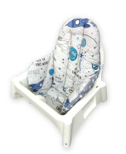 Image of Cushion - Washable & Reversible One-Piece Cotton Seat Pad for IKEA High Chair Accessories, Compatible with Antilop (Space)