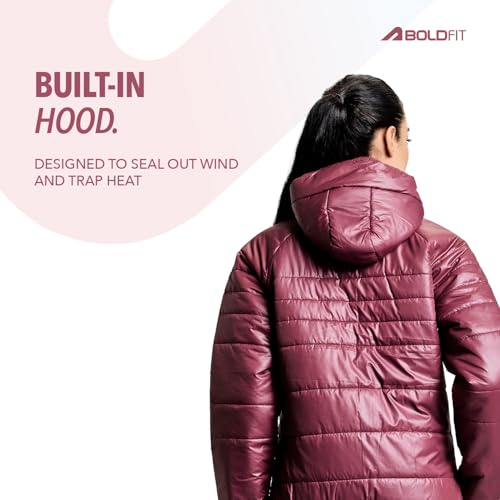 Image of Boldfit jacket for woman puffer winter jacket for woman standard length jackets for women stylish latest hooded winter wear jackets for women cozy jerkins for ladies