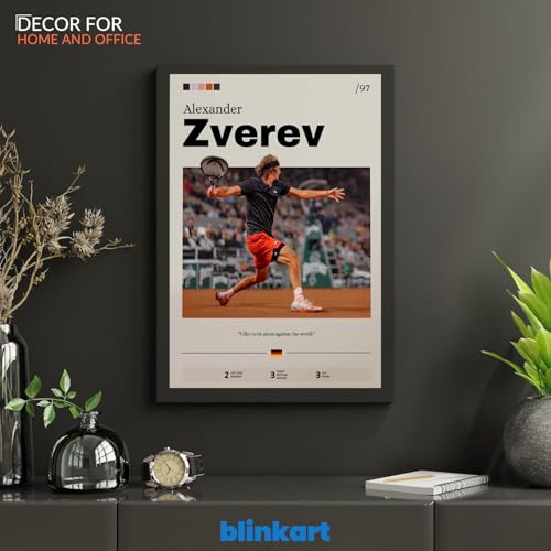 Image of BLINKART Alexander Zverev | Tennis Player | Synthetic Wood Photo Framed Wall Hanging Poster Room & Office Bedroom Living Boys And Girl Room Home Wall Hanging | 13x10 Inches