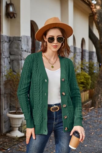 Image of Womens Cardigan Sweaters Cable Knit Sweater 2026 Fall Winter Chunky Open Front Button Down Coats with Pockets