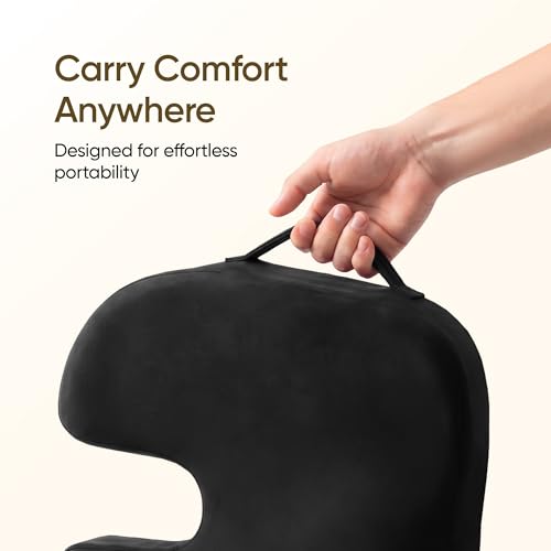 Image of Frido Slim Coccyx Seat Cushion | Orthopaedic Sitting Cushion for Tailbone & Sciatica Relief | Slim Office Chair Support for Long Sitting Hours, Driving & Daily Comfort | Anti-Slip Bottom | Black