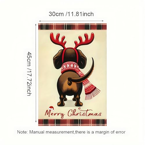 Image of BlissYard Dachshund Christmas Garden Flag 12x18 Inch Double Sided Merry Christmas Dog Garden Banner Holiday Yard Decoration Winter Xmas Decor for Porch Lawn Patio