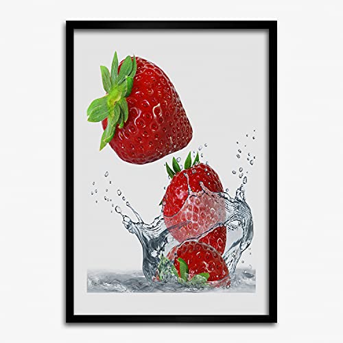 Cadre en bois moderne Tulup 50x70 cm peinture decorative affiche fraises