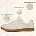 BeeLg Casual Sneakers for Women Lace Detail – Elegant Ribbon Lace-Up Fashion Sneakers with Leather Upper Memory Foam Insole and Slip On Trendy Casual Shoes Beige Size Wide 8
