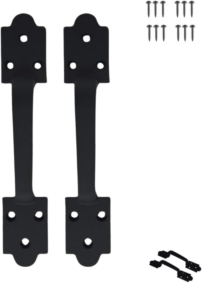 VivaLight 2 Pack Heavy Duty Gate Handle - Steel Pull for Barn Doors, Sheds, Outdoor Fences, Black, 8.5 Inch