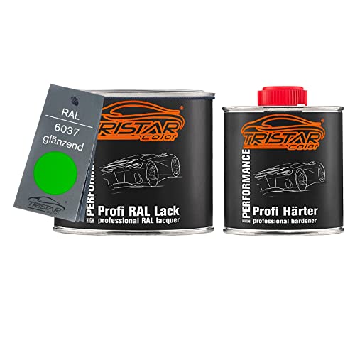 TRISTARcolor RAL 6037 Reingrün/Pure Green Peinture automobile 2K brillante 0,75 litre/pot de 750 ml, durcisseur inclus