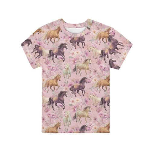 Image of WELLFLYHOM Kids Tshirts Girls Boys Short Sleeve Crewneck Tees Shirts Casual Sport Pullover Tops Size 3-16 Years