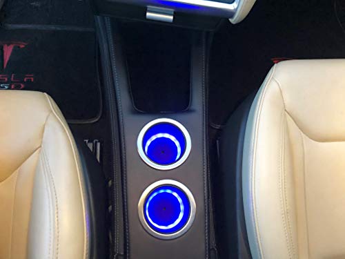 Portavasos con LED premium para consola frontal Tesla miniatura 3