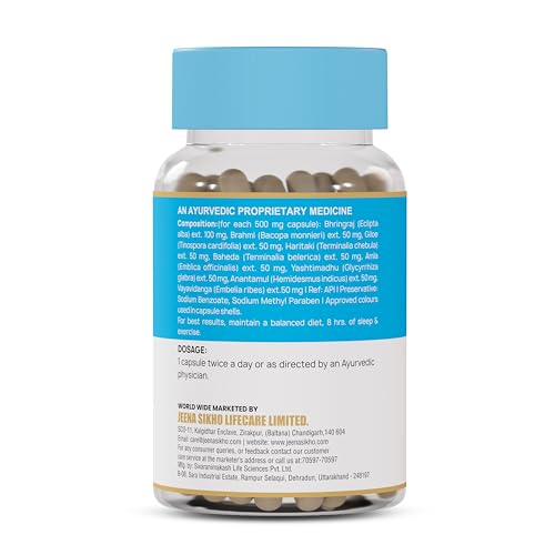 Image of Jeena Sikho Ayurveda Hair Rescue Capsules | Ayurvedic Supplement for Men & Women | Supports Hair Health, Scalp Care & Natural Shine | With Amla, Brahmi, Giloy & Bhringraj | 60 Capsules, Pack of 1